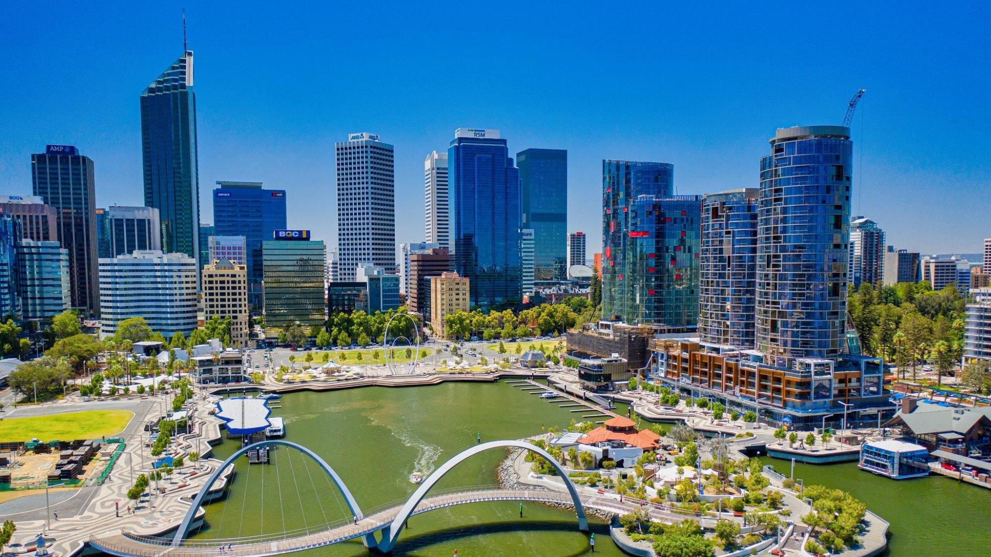 Perth skyline and Elizabeth Quay